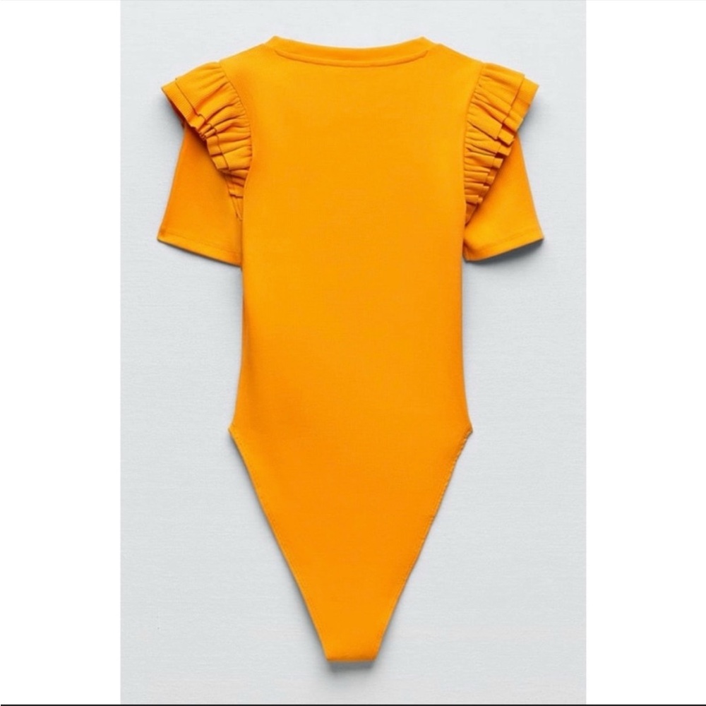 Orange ruffled rib bodysuit 🧡 ZARA - Picture 2 of 3